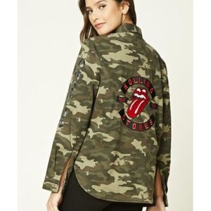 F21 Rolling Stones Camo Army Jacket